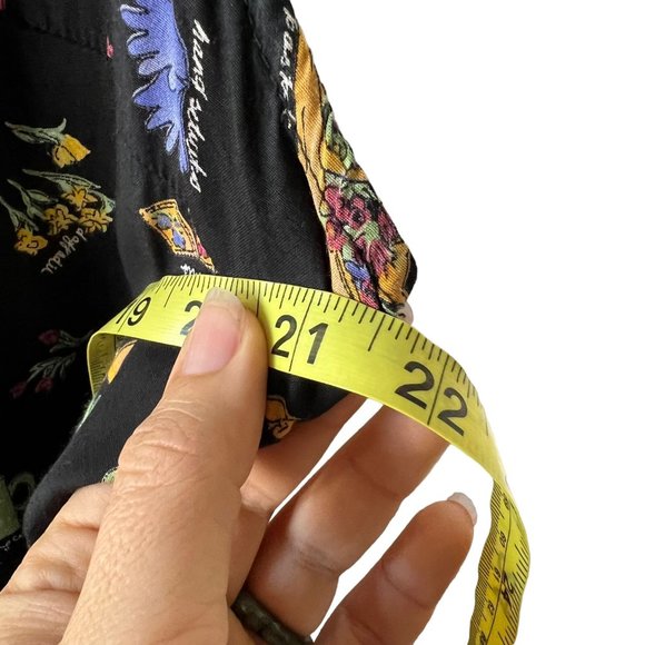 Vintage 90s Black Multicolor Garden Print Sleeveless Full Length Dress XL - Picture 5 of 7